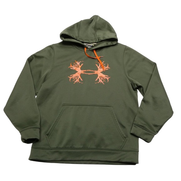 Under Armour Other - Under Armour Hoodie Mens Medium Green Storm Antler Logo Hunting Sweatshirt